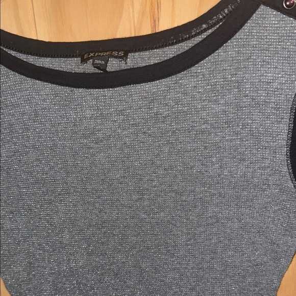 Express Women's Sparkling Gray and Black Long Sleeve Top - Picture 4 of 6